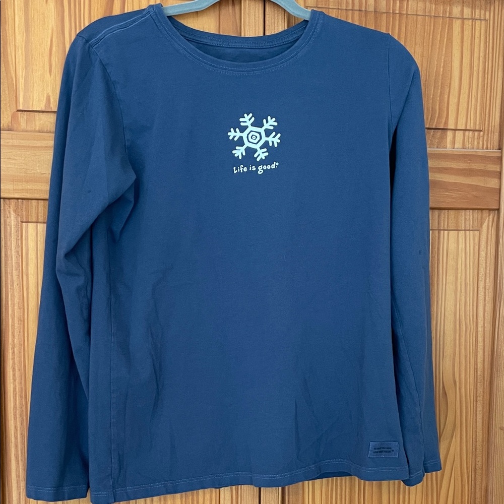 Life Is Good Navy Long Sleeve with Snowflake